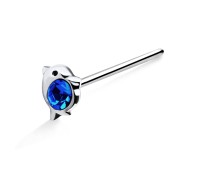 Fish Shaped Silver Straight Nose Stud NSKA-82